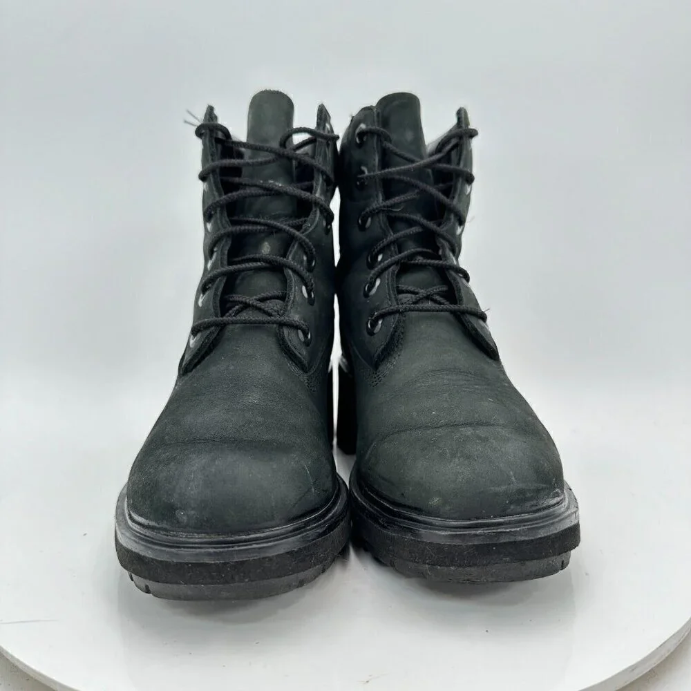 Timberland Kinsley Women Size 7.5 A25C4 Black Suede Lug Sole Block Heel boot